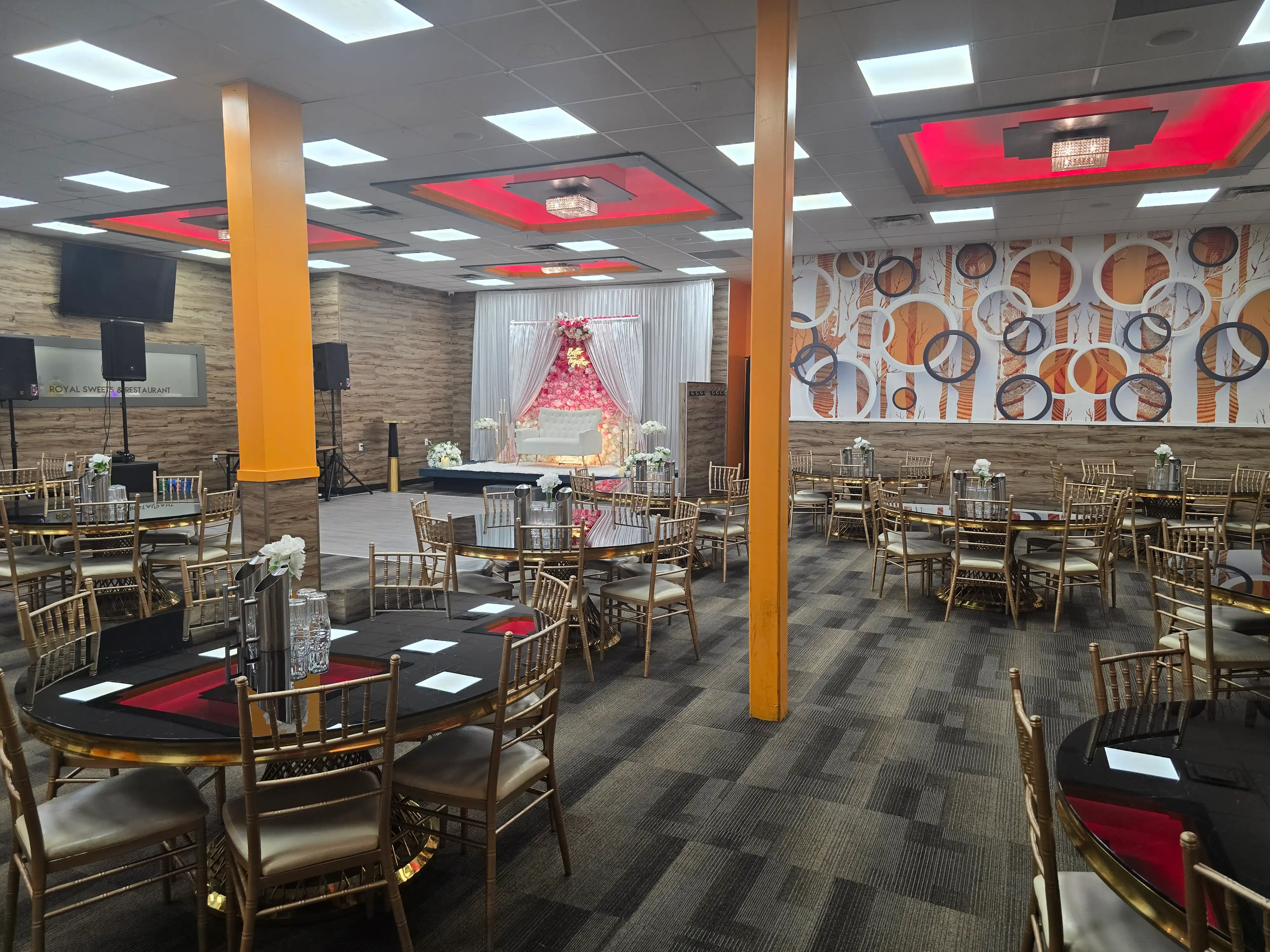 Spacious banquet hall for weddings and celebrations at Royal Sweets And Restaurant Edmonton
